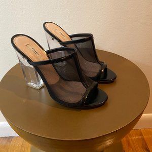 Prada Black Mesh & Lucite Heels
